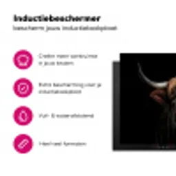 Schotse hooglander - Portret - Zwart - Dier Inductie beschermer vinyl 3mm klein -wsfeer2_website