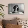 Poedel - Hond - Zwart - Wit - Schattig - Pasta canvas 2cm klein -sfeer1