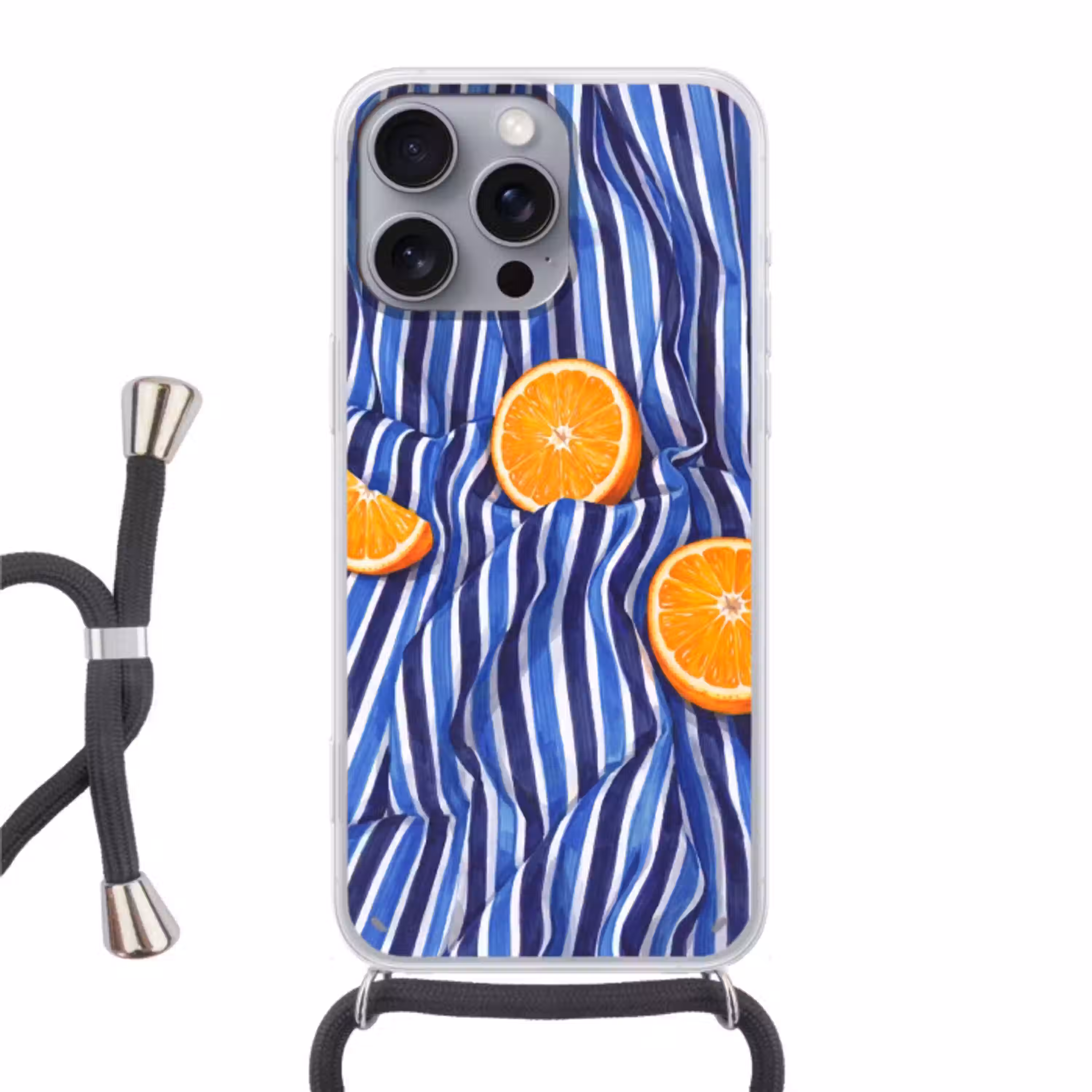 Eten - Fruit - Oranje Hoesje iPhone 16 Pro Max met koord klein -3d
