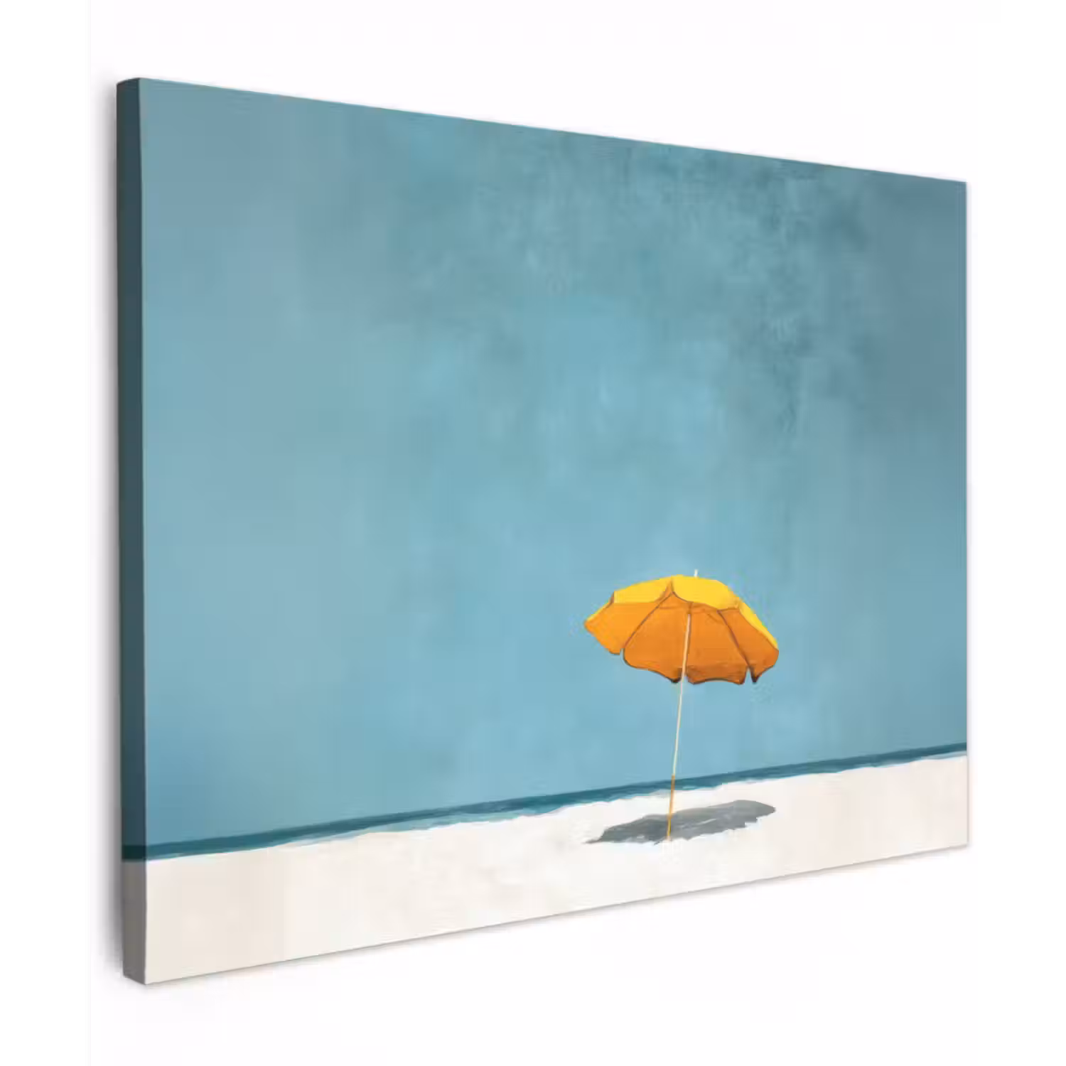 Canvas schilderij - Parasol - Geel - Strand - Zee