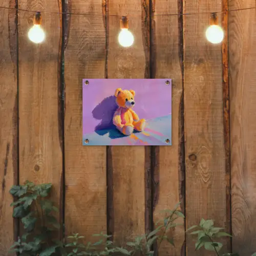 Teddybeer - Schaduw - Penseelstreken - Paars tuinposter los doek klein -sfeer1