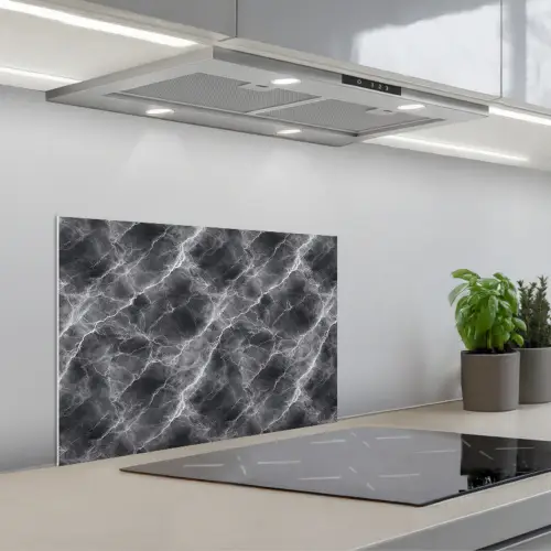 Donkergrijs - Bliksem - Marmer keuken achterwand spatscherm klein 900 -3d_schuin
