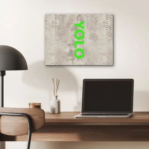 YOLO - Groen - Neon - Slangenprnt PET vilt klein -sfeer5