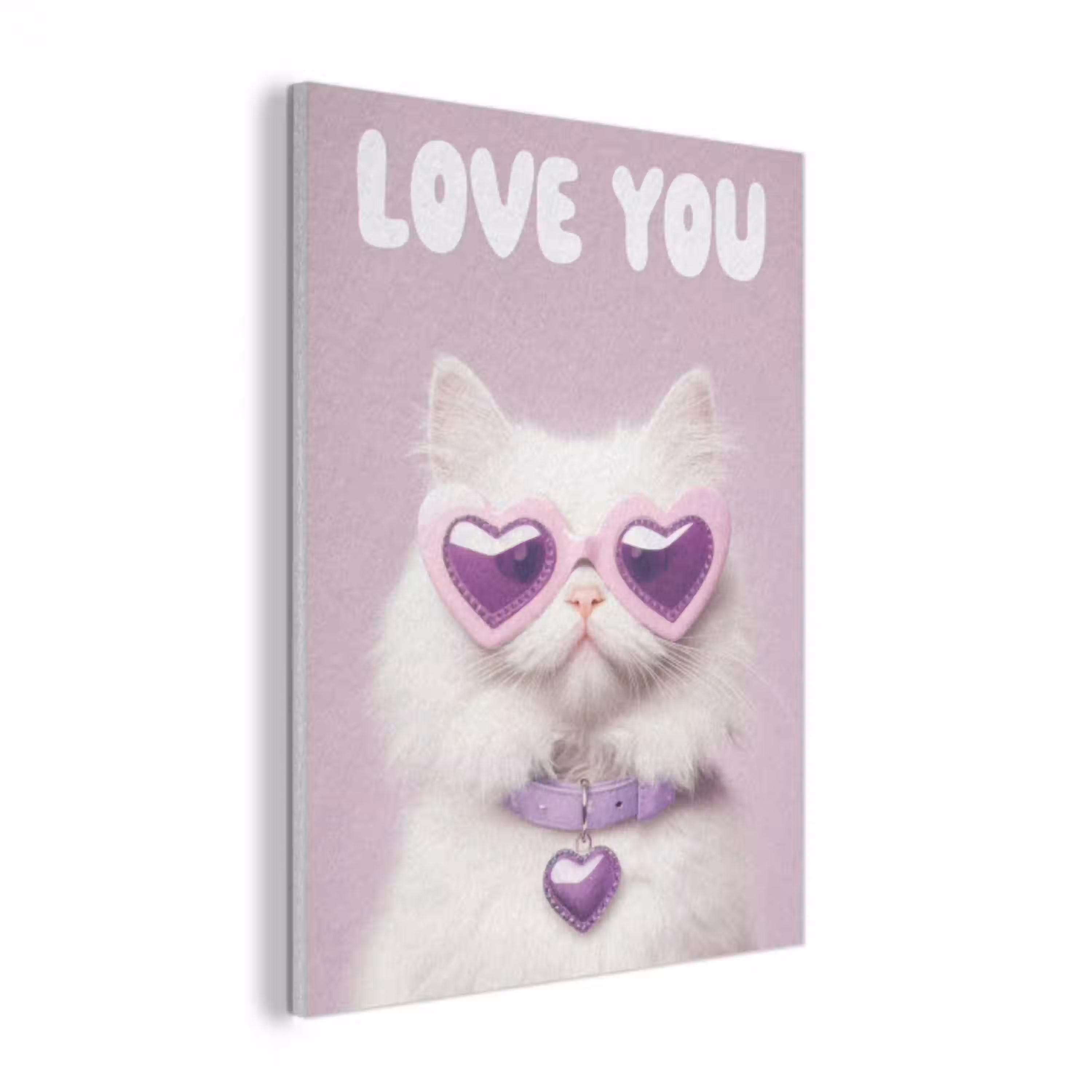 Kat - Love - Paars - Valentijn PET vilt klein -3d