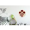 Bloemen - Bladeren - Rood - Minimalistisch Wandcirkel aluminium klein -kinderkamer