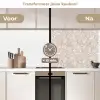 Bloemenprint - Grijs - Crème keuken achterwand 2 middel 871 -voor-na2_NL