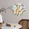 Bloesems - Wit - Mozaïek - Tak Wandcirkel behangsticker klein -sfeer3