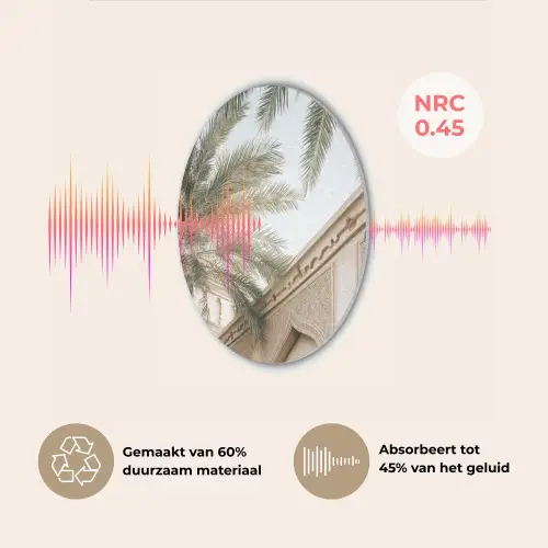 Gebouw - Palmbomen - Beige - Zon Akoestische PET Vilt - Rond klein -USP_NL