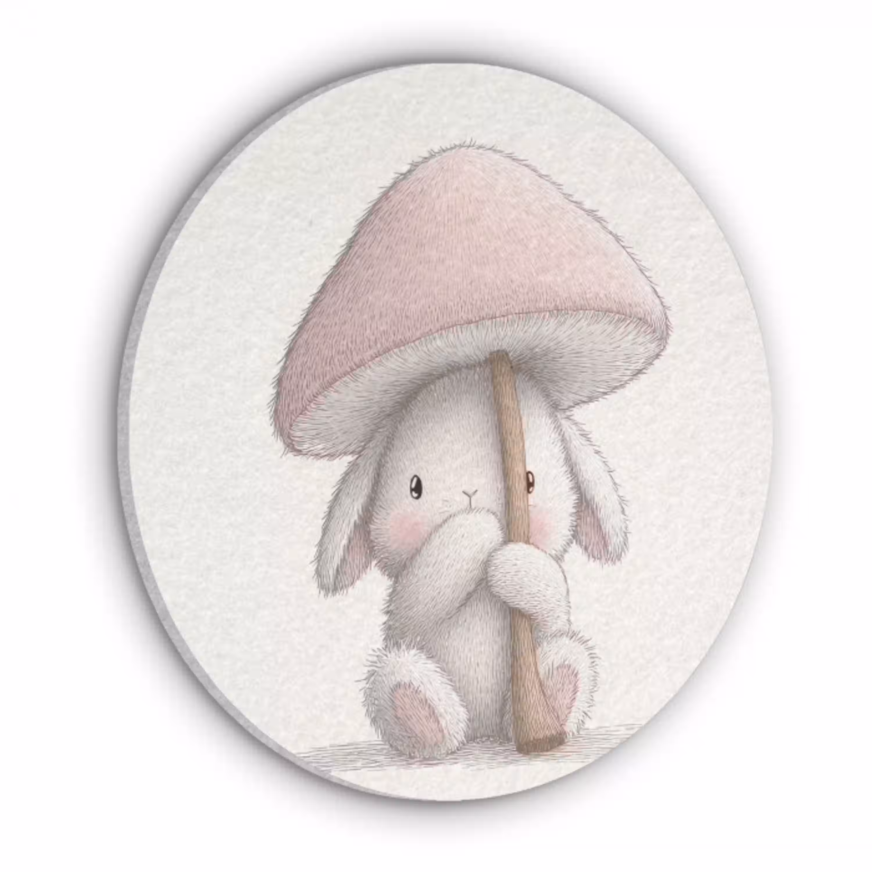 Paddenstoel - Konijn - Roze Akoestische PET Vilt - Rond klein -3d