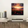 Landschap - Zonsondergang - Bloemenveld aluminium wit klein -sfeer1