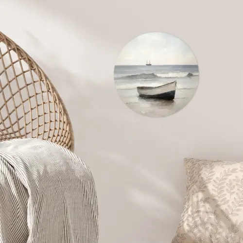 Roeiboot - Zee - Horizon Wandcirkel behangsticker klein -sfeer4