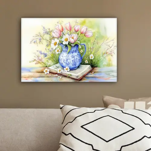 Vaas - Delftsblauw - Madeliefjes canvas 2cm klein -sfeer3