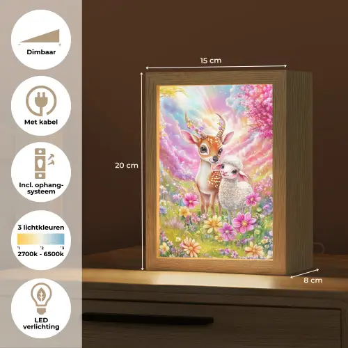 Hertje - Lammetje - Bloemen - Pastel Light Box met kabel klein -USP_NL