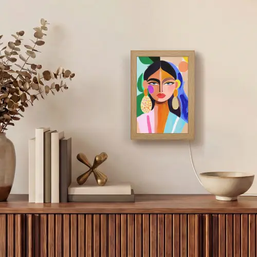 Portret - Vrouw - Modern Light Box met kabel (Tafellamp) klein -sfeer2