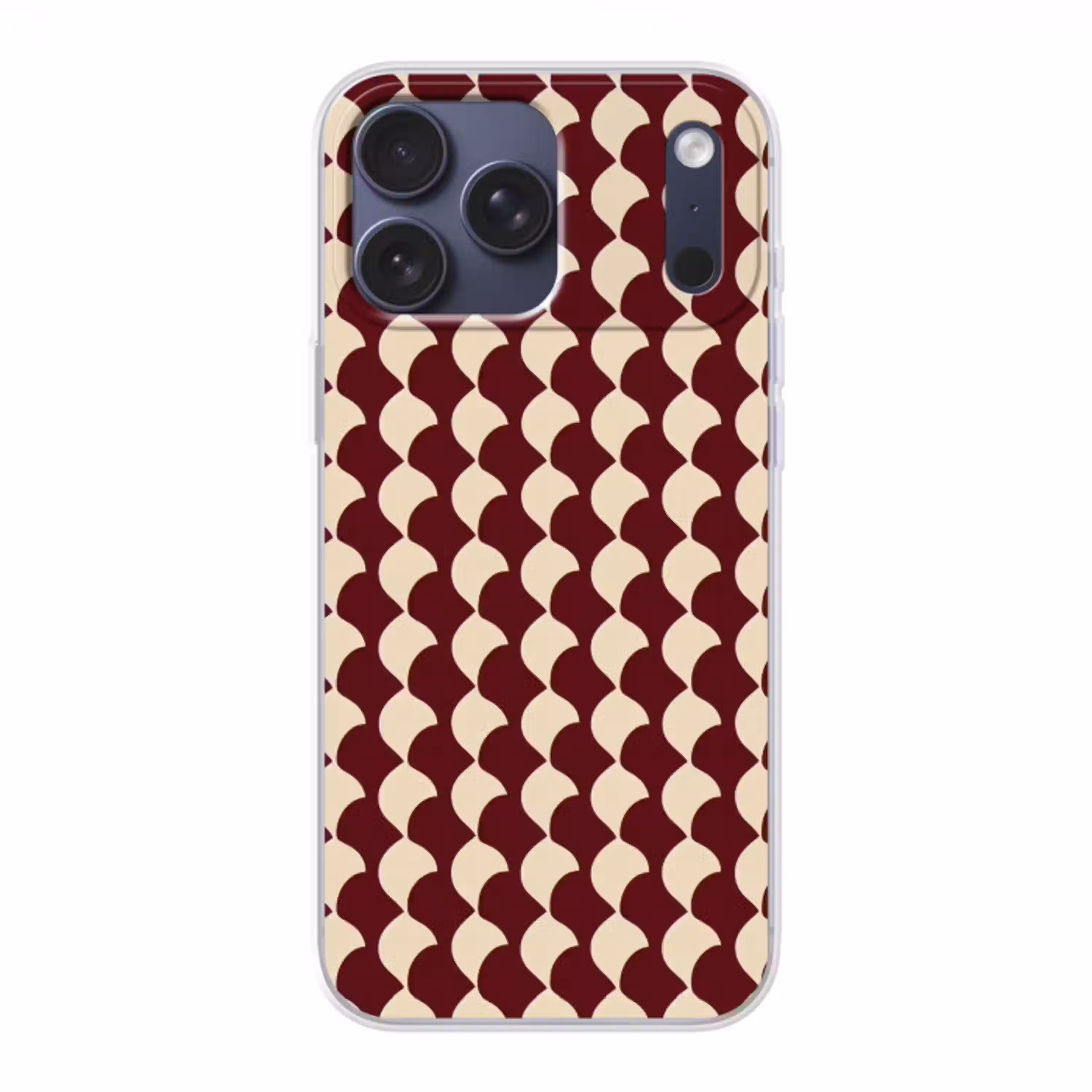 Rood - Tegelpatroon - Crème Telefoonhoesje iPhone 17 Pro Max klein 879 -3d