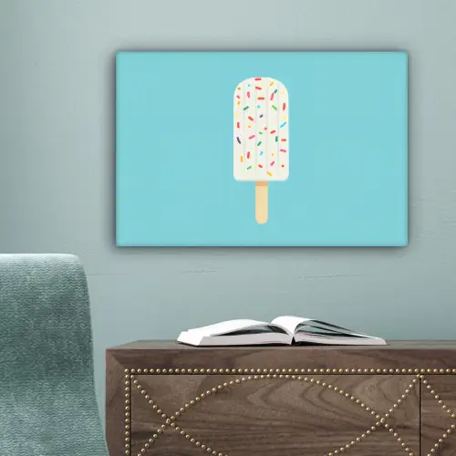Ijsje - Stokje - Sprinkles - Lichtblauw canvas 2cm klein -sfeer4