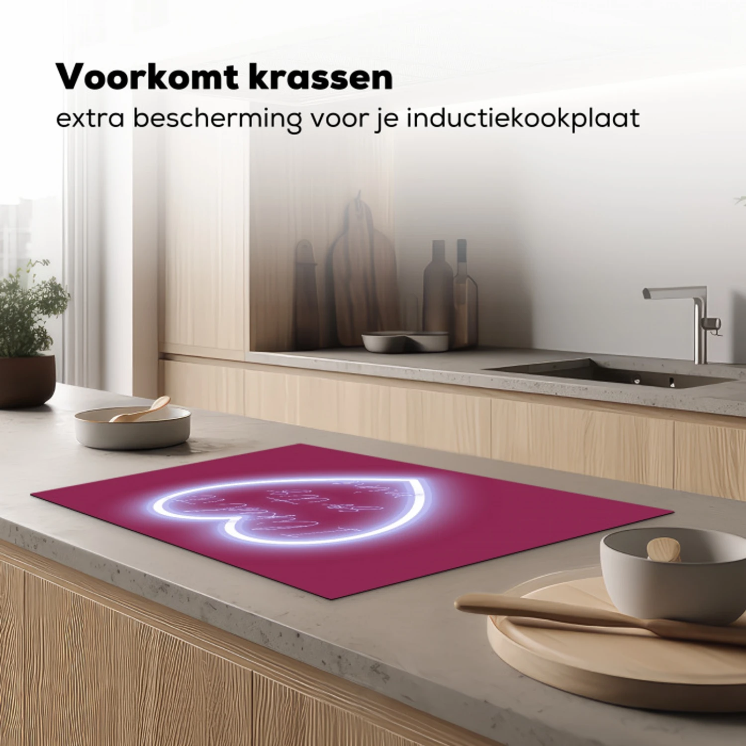I liked it so it's mine - Neon hart - Roze Inductie beschermer vinyl 3mm klein -sfeer1
