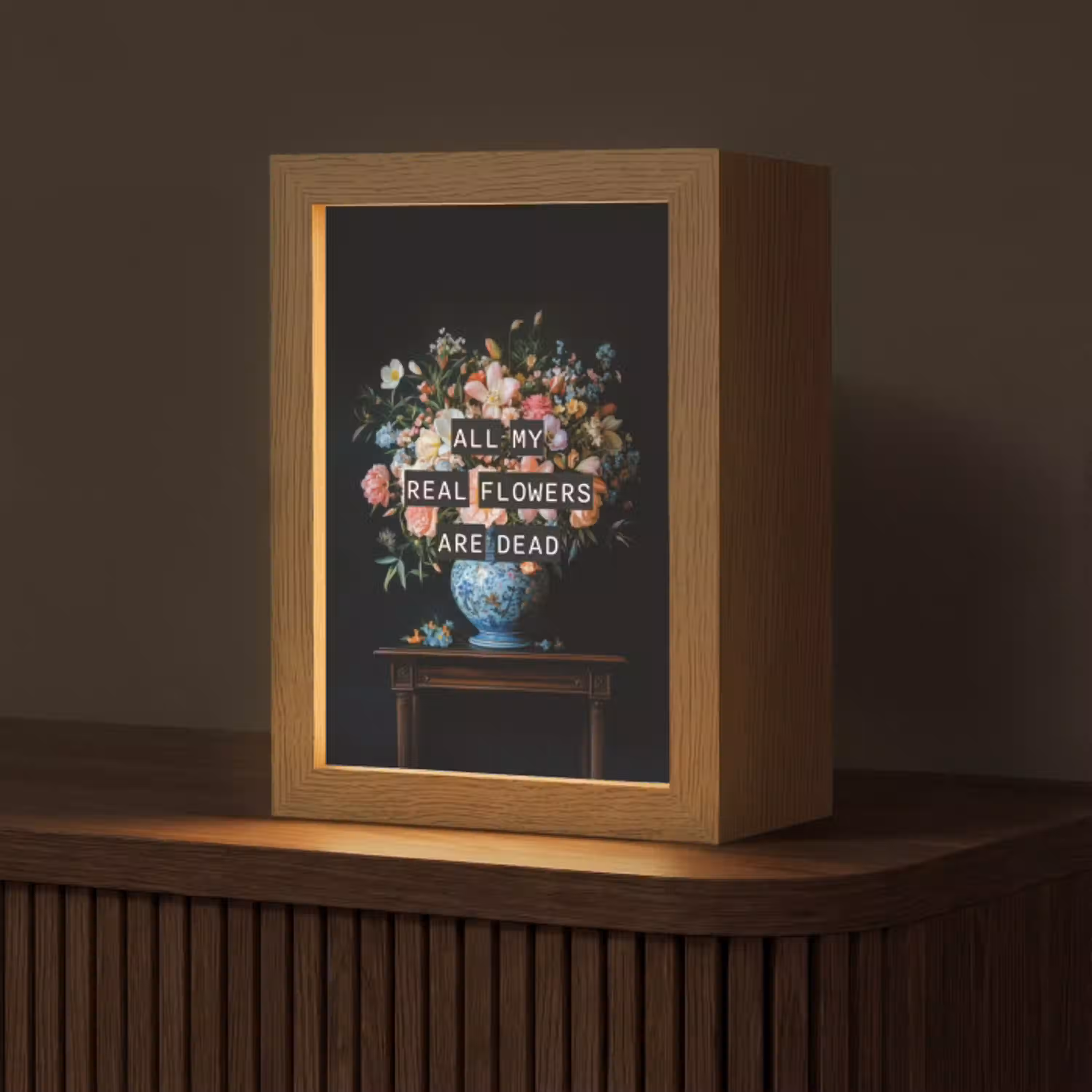 Bloemen - Art - Pastel - Quotes Light Box met kabel (Tafellamp) klein -z3d_website
