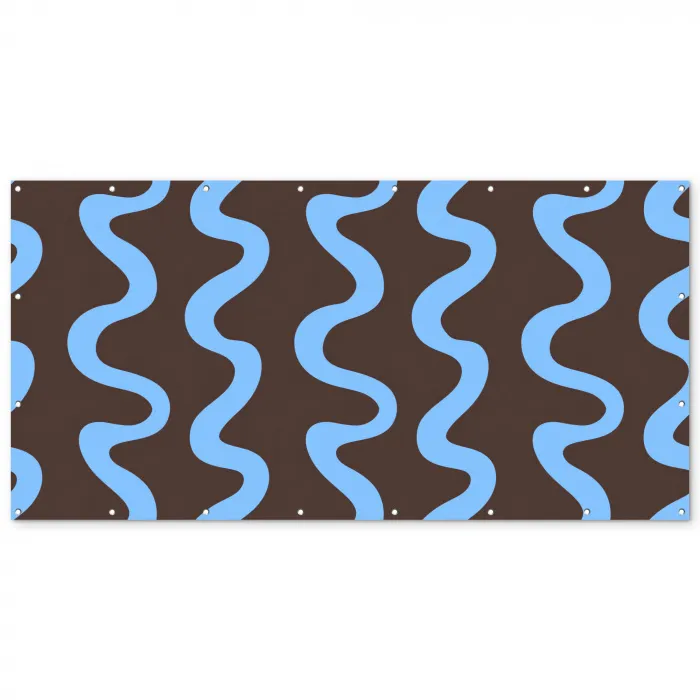 Kronkelende lijnen - Blauw - Bruin - Minimalistisch Balkonbeschermer Duitsland klein 596 -zz_3d