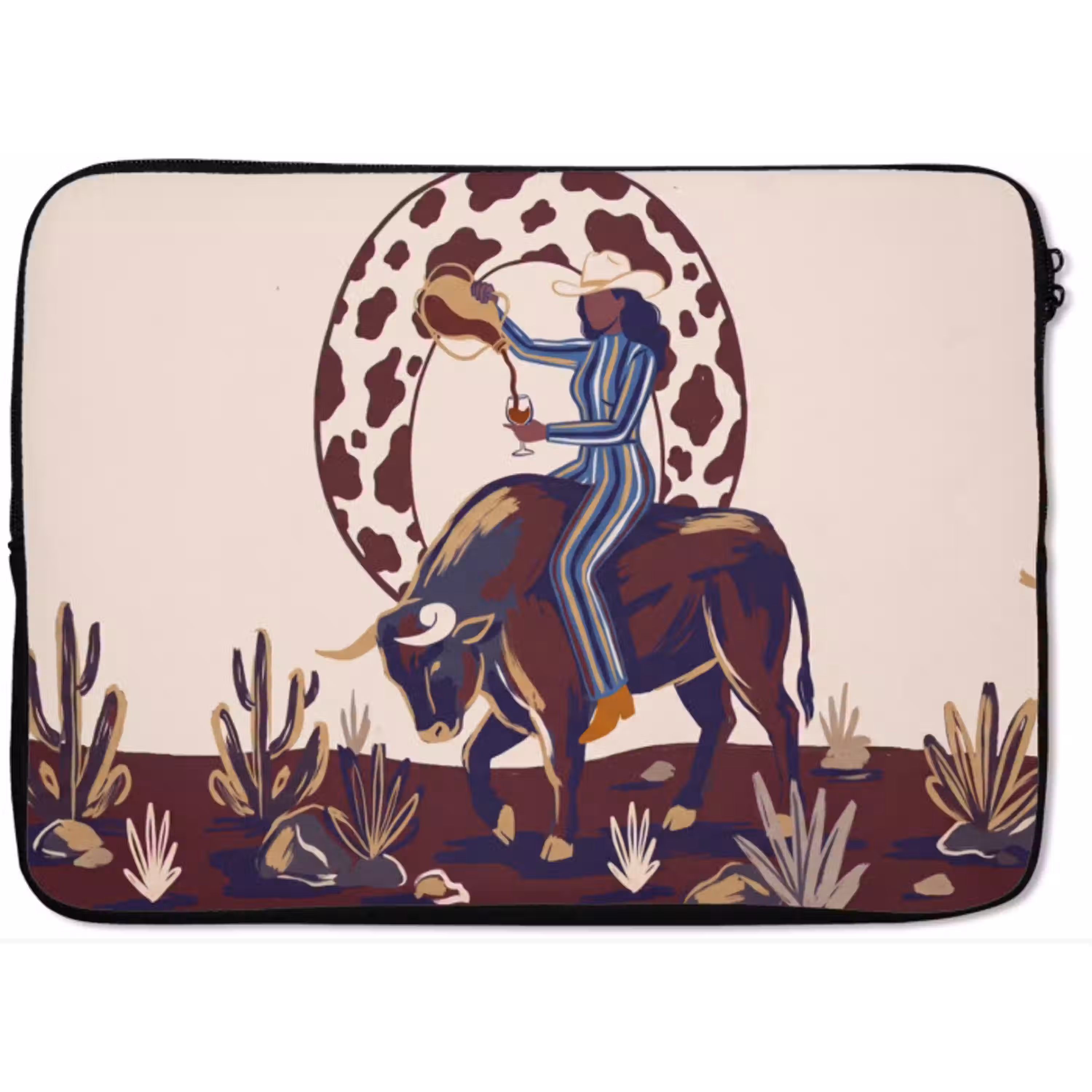 Mensen - Dieren - Cowboy - Abstract - Kleurrijk laptophoes neopreen klein -zkaufland3dotto