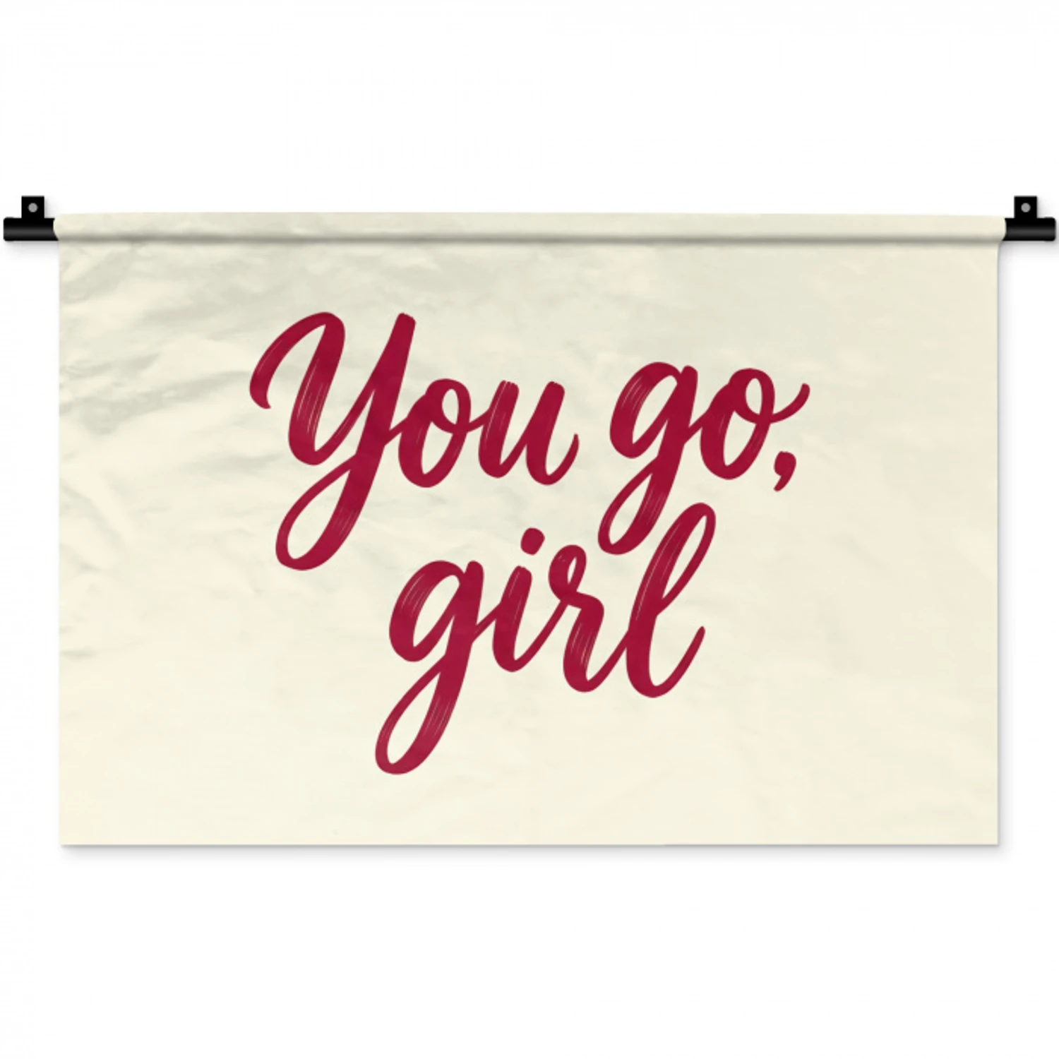 you go girl - Rood - Wit Wandkleed katoen klein -zz3d