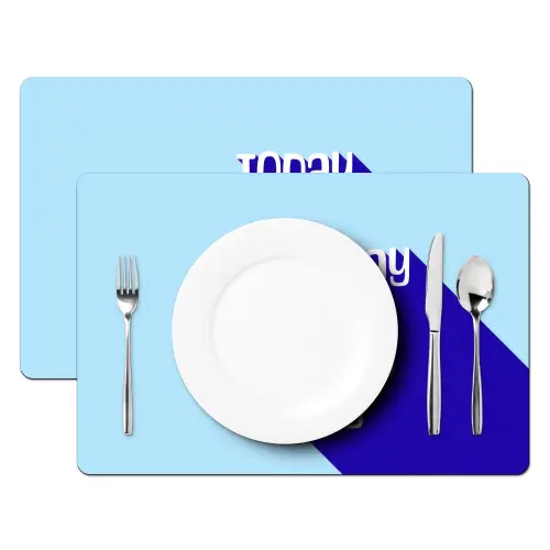 Today is a good day - Blauw - Schaduw Placemat vinyl groot -zzsfeer2_Kitchenyeah-website