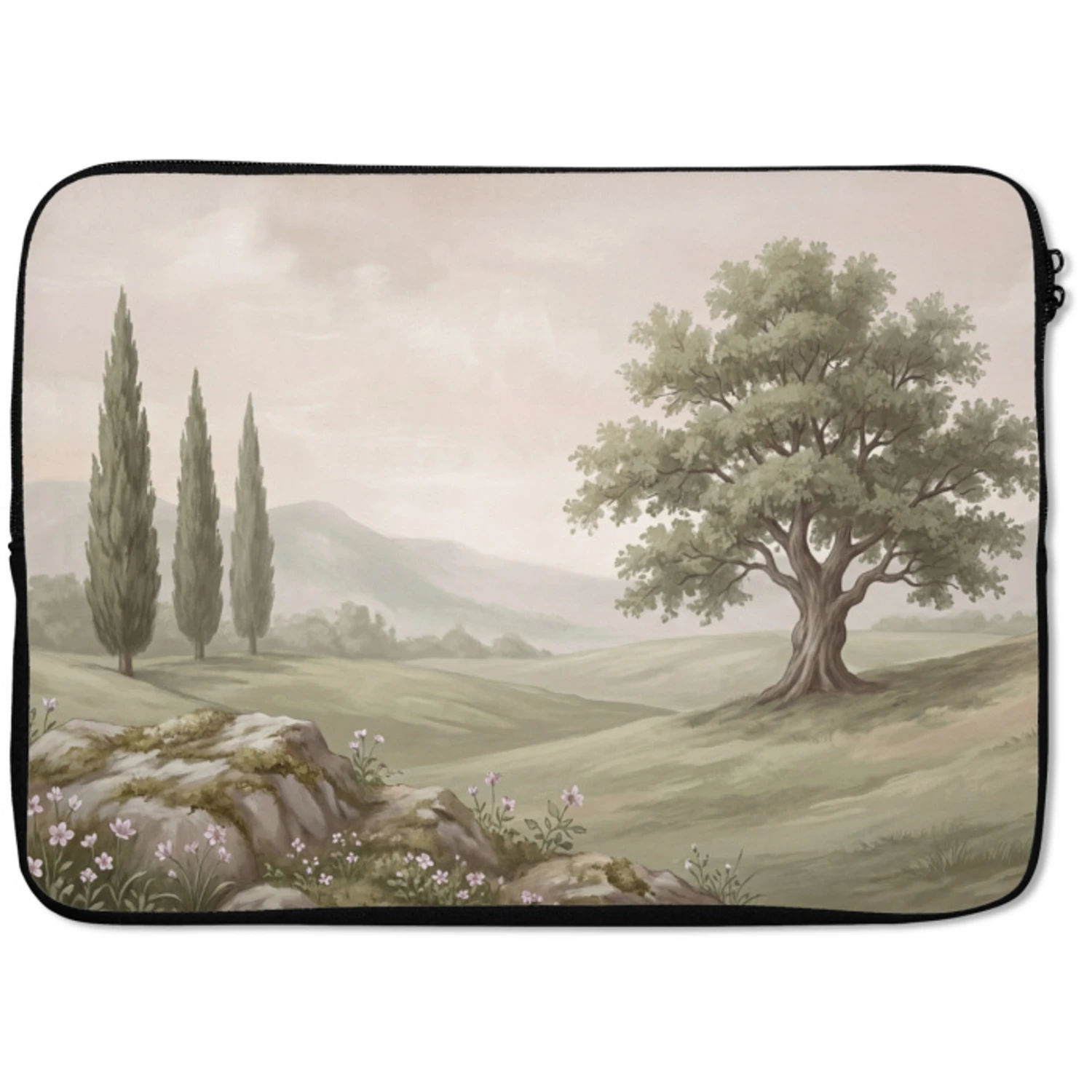 Heuvellandschap - Bomen - Natuur - Groen laptophoes neopreen klein -zkaufland3dotto