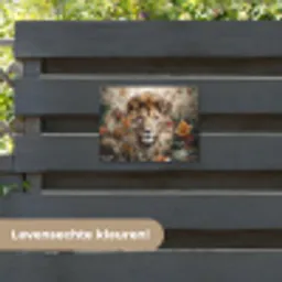 Leeuw - Wilde dieren - Planten - Natuur - Bloemen tuinposter los doek klein -sfeer3