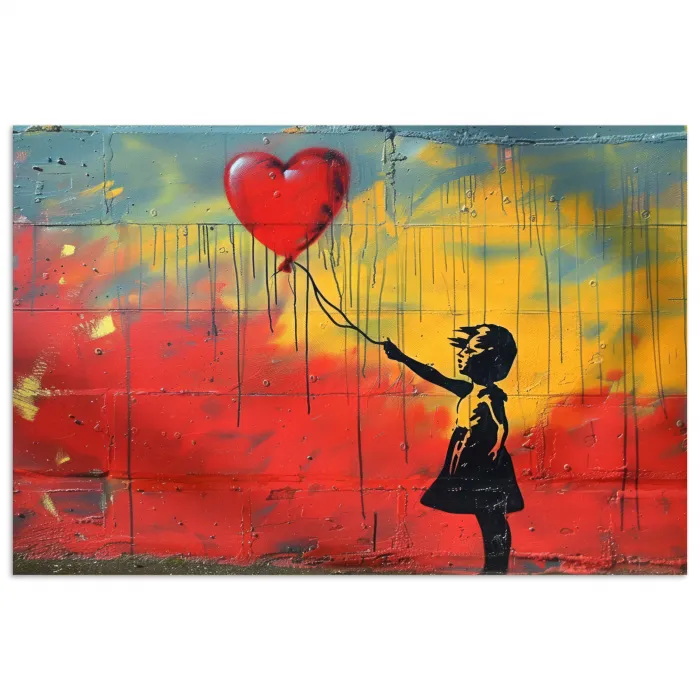 Banksy - Kunst - Graffiti - Meisje - Street art poster papier klein -3d