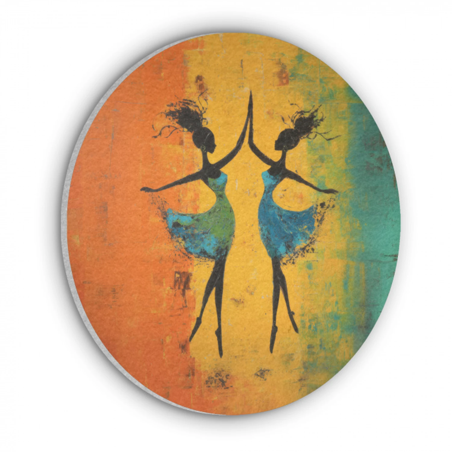 Dansen - Vrouwen - Verfstructuur Akoestische PET Vilt - Rond klein -3d