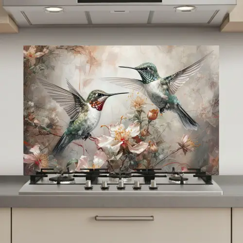 Kolibrie - Vogels - Bloemen - Planten keuken achterwand spatscherm klein -3d_website