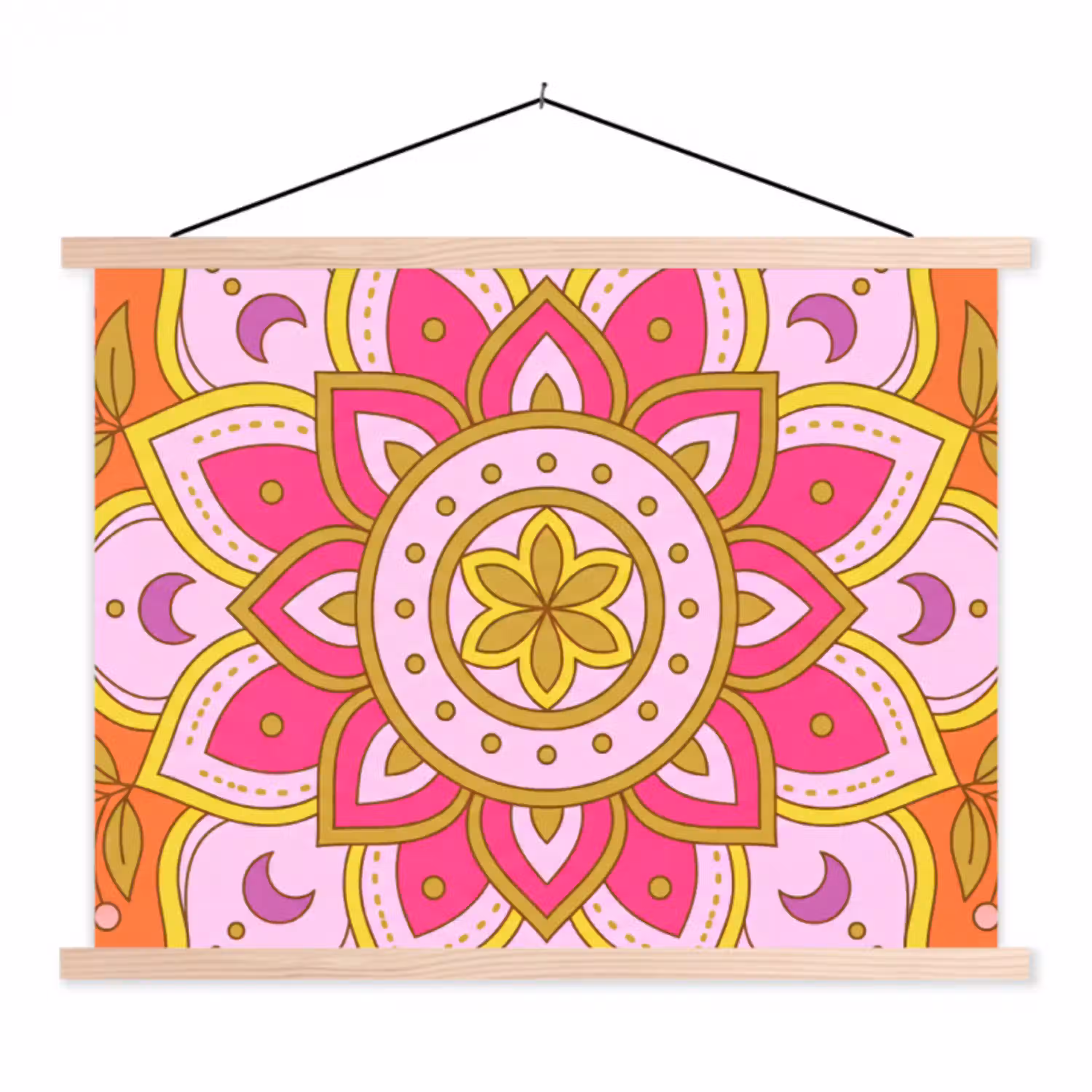 Patroon - Bloemmotief - Decoratie - Abstract - Roze textielposter latten blank klein -3d
