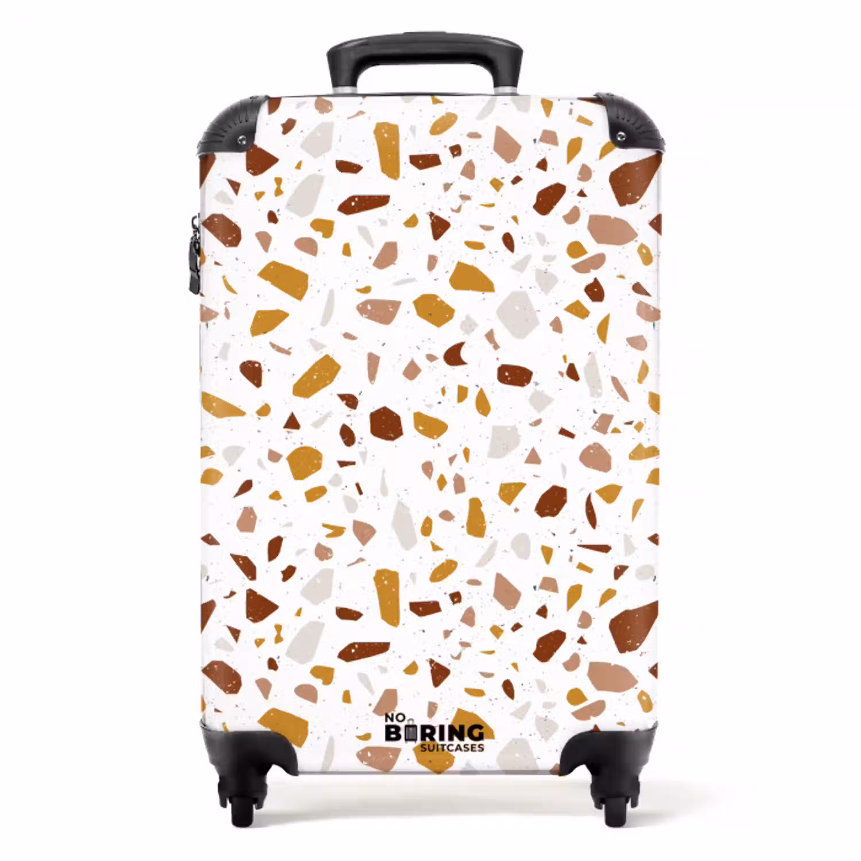 Terrazzo patroon veelkleurig oker en roest NBS - Handbagage koffer - Volwassenen Unisex middel -productfoto_recht