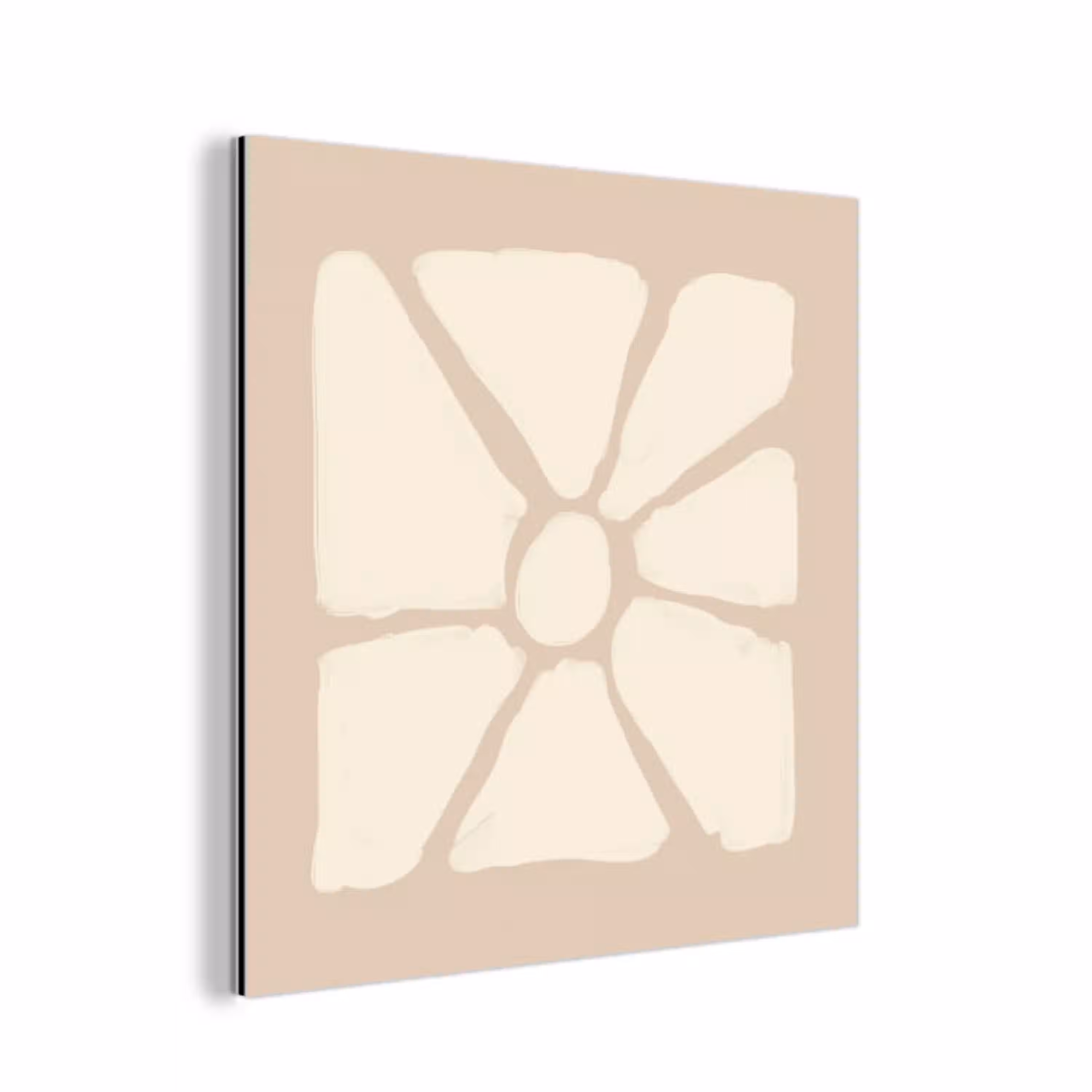Bloemen - Pastel - Beige - Kunst aluminium wit klein -3d