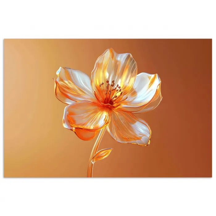 Glazen - Bloem - Oranje poster papier klein -3d