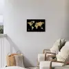 Wereldkaart - Beige - Zwart Tuinposter op houten frame 2 cm dik klein -sfeer1