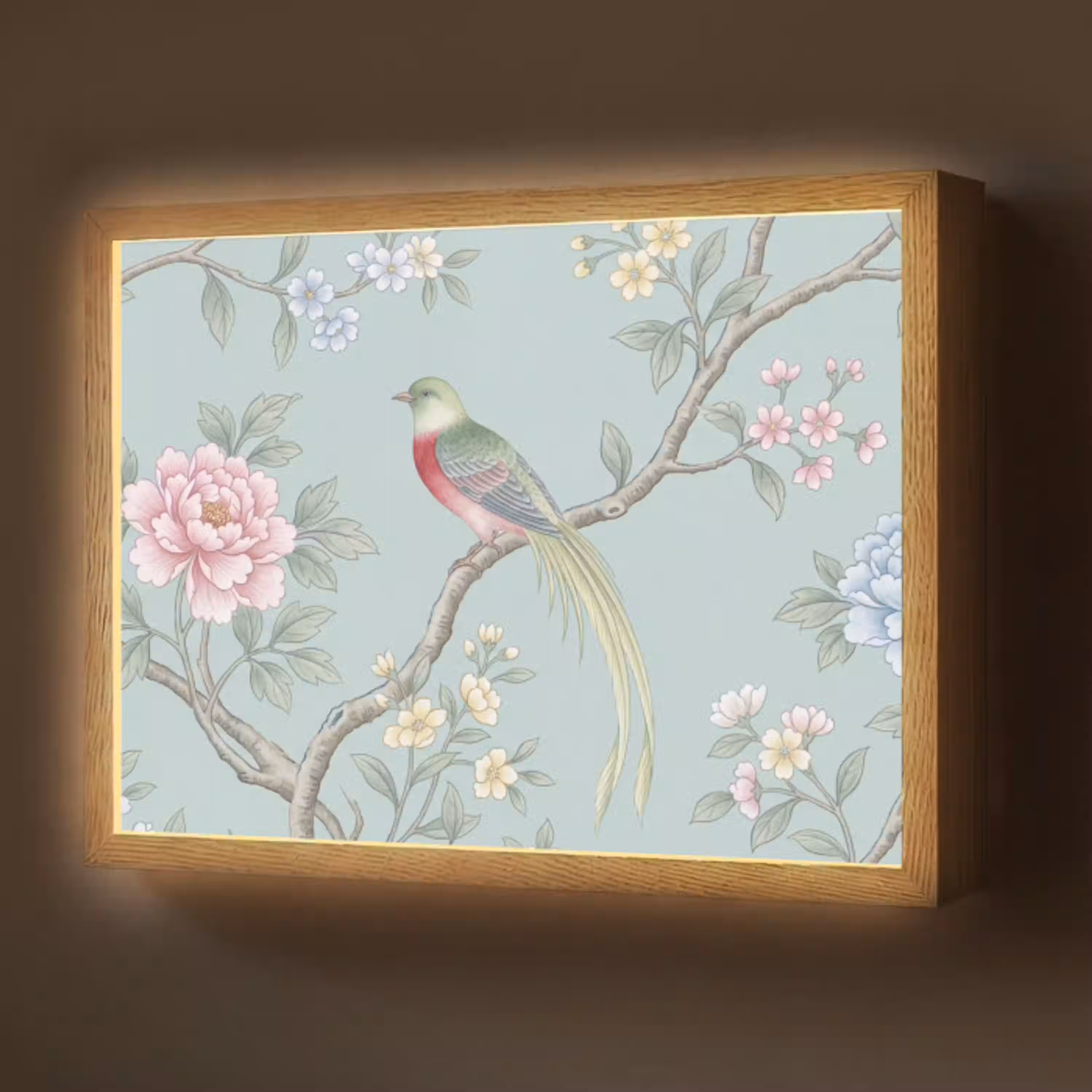 Vogel - Bloemen - Kleurrijk Light Box met batterij (Wandlamp) middel -z3d_website