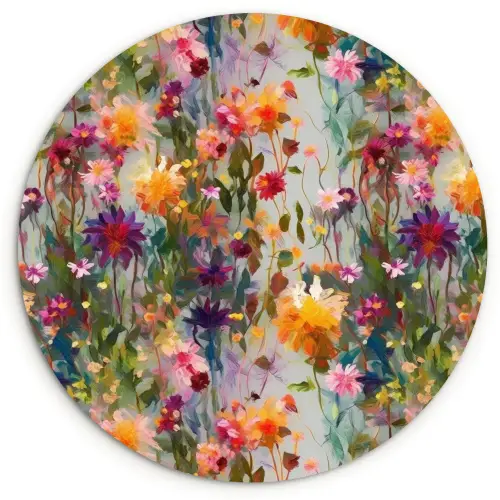 Zomers - Kleurrijk - Patroon - Bloemen Wandcirkel plexiglas klein 852 -3d