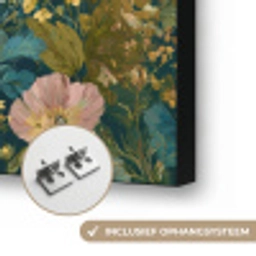 Wilde bloemen - Botanisch - Patroon - Roze - Romantisch Textielframe zwart klein 947 -USP_ophangsysteemNL