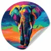 Olifant - Kleurrijk - Lucht - Abstract Wandcirkel behangsticker klein -3d