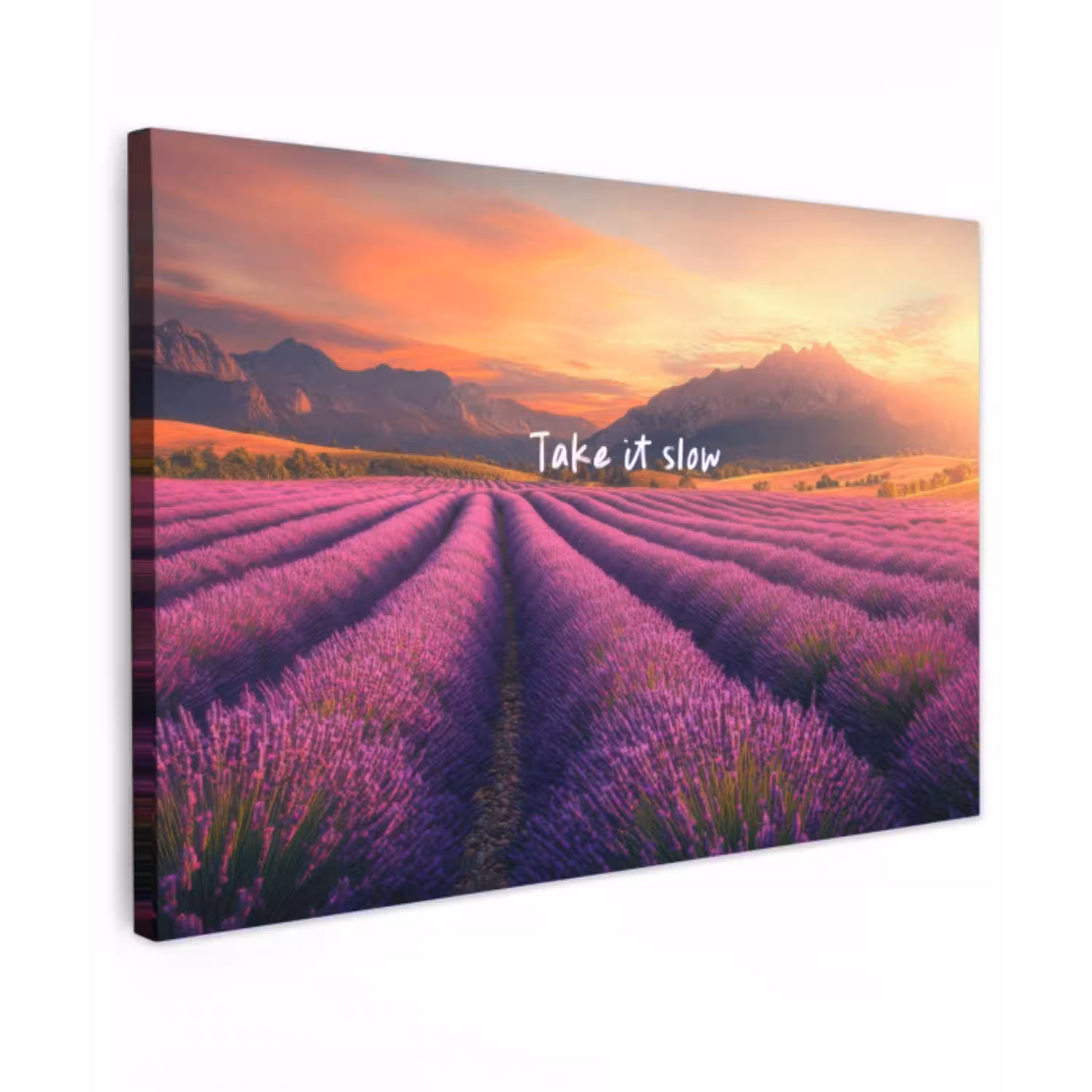 Lavendelveld - Quote - Zonsondergang canvas 2cm klein -z3d
