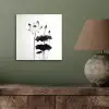 Bladeren - Zwart - Lotusbloem - Minimalitisch aluminium wit klein -sfeer2