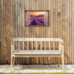 Doorkijk - Lavendel - Landschap - Bloemen - Paars Tuinposter op houten frame 2 cm dik klein -sfeer4