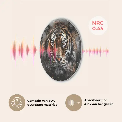 Tijger - Dieren - Portret - Luxe - Zwart Akoestische PET Vilt - Rond klein -USP_NL