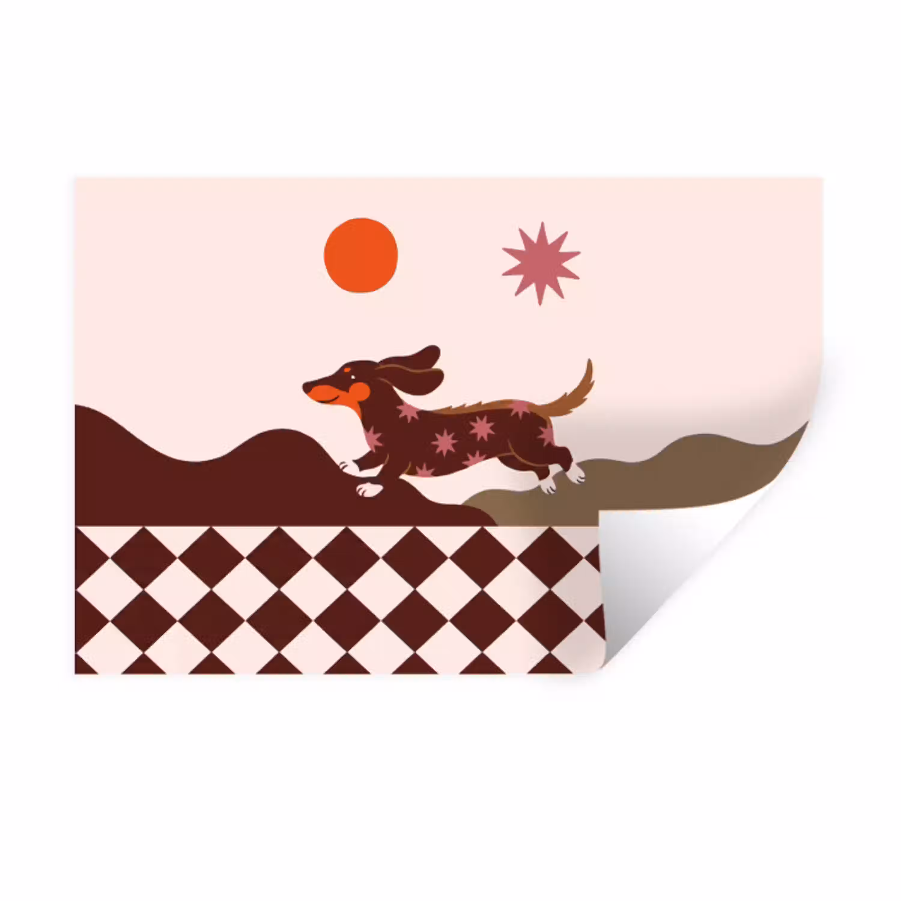 Hond - Abstract - Dieren - Modern - Bruin Muursticker klein -3d