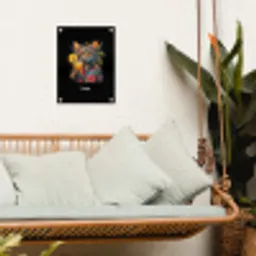 Kat in tropische street art stijl tuinposter los doek klein -sfeer7