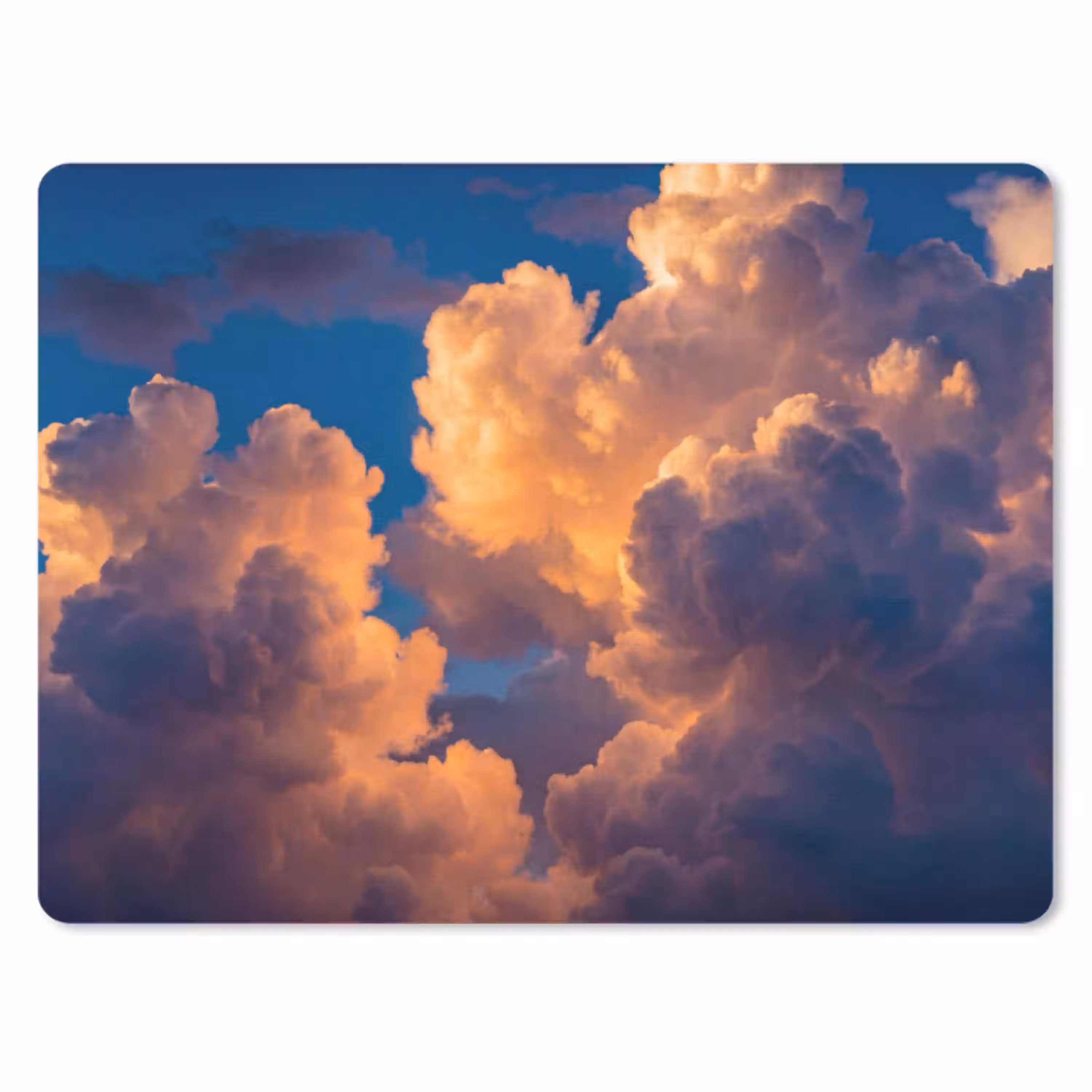 Wolken - Zonsondergang - Natuur - Oranje - Blauw muismat rubber klein -3d