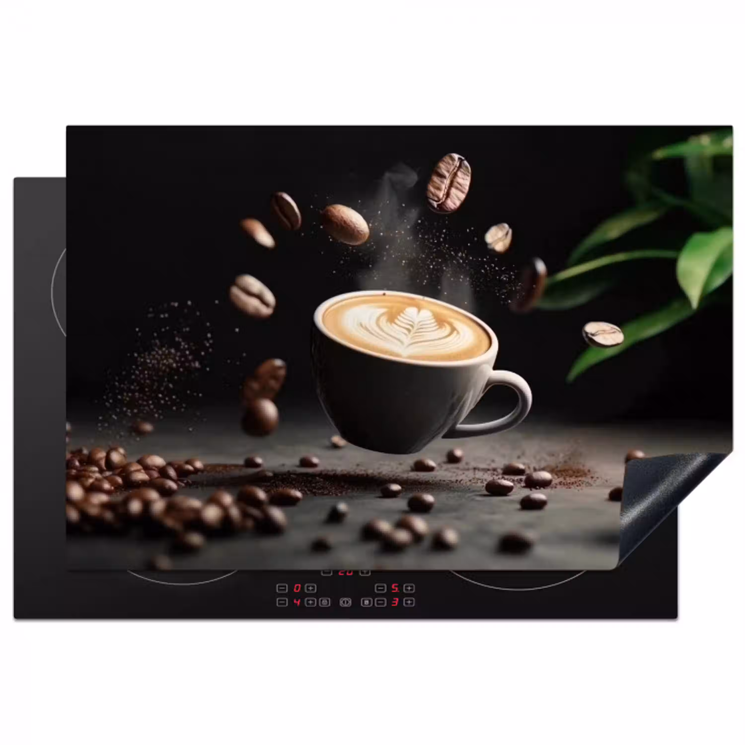 Cappuccino - Kop - Bonen - Bruin Inductie beschermer vinyl 3mm klein -3d