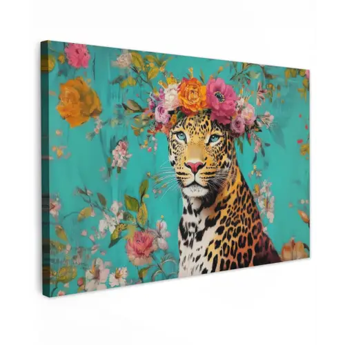 Luipaard - Bloemen - Kroon canvas 2cm klein -z3d