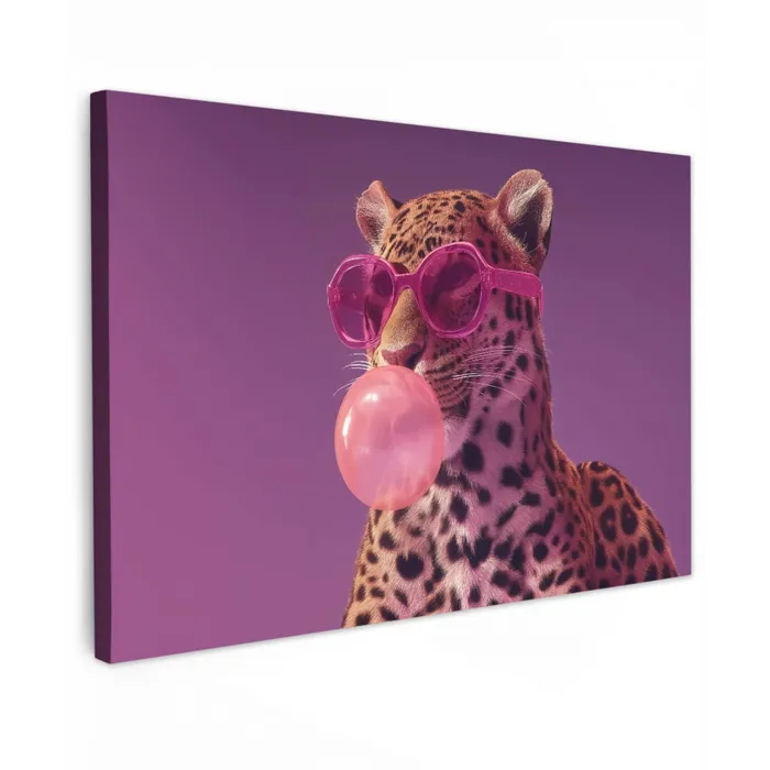 Panter - Zonnebril - Kauwgombel - Roze canvas 2cm klein -z3d